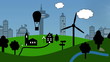 Skyline Cartoon Landschaft (Fahrt)