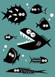 Set of funny fishes