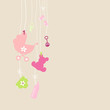 Card Hanging Baby Symbols Girl