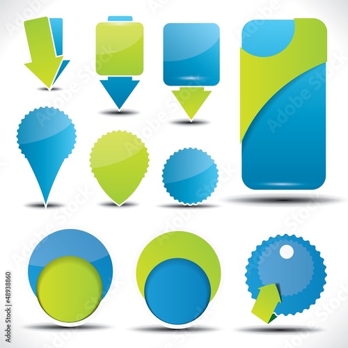 Vector: Blue and green special offer and sale labels and stickers Blue and green special offer and sale labels and stickers