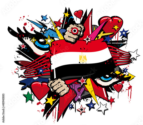 Illustration: Drapeau Égypte graffiti révolution égyptienne illustration Drapeau Égypte graffiti révolution égyptienne illustration