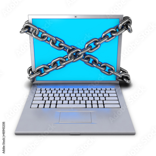 Illustration: Chained laptop from the front Chained laptop from the front
