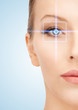 beautiful woman pointing to eye