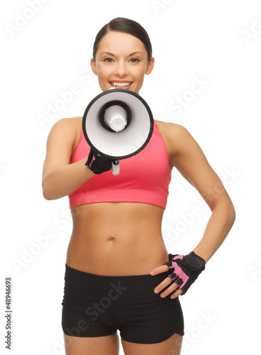 Photo: woman with megaphone woman with megaphone
