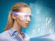 businesswoman with virtual glasses