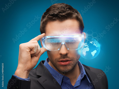 Photo: businessman with digital glasses businessman with digital glasses