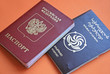 Official passports on red