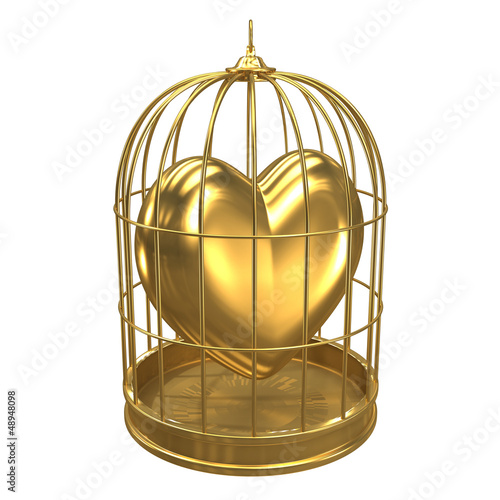 Illustration: Birdcage with golden heart Birdcage with golden heart