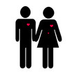 Silhouettes of people in love and woman is pregnant