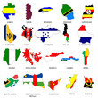 Illustrated Outlines of Countries with Flag inside