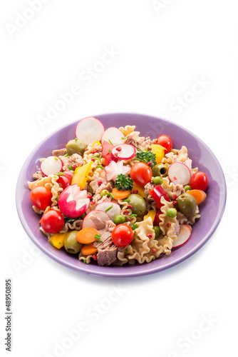 Photo: cold mixed pasta salad with tuna cold mixed pasta salad with tuna