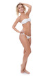 The beautiful woman in white bikini