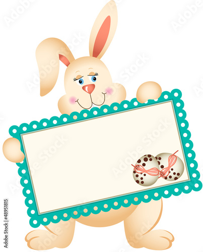 Vector: Easter Bunny holding greeting card Easter Bunny holding greeting card