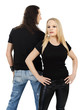 Couple with blank black shirts