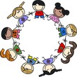mixed ethnic children teamwork