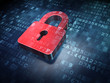 Privacy concept: Red Closed Padlock on digital background