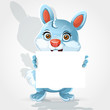 Cute little bunny holding banner