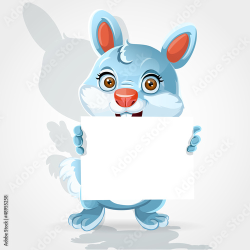 Vector: Cute little bunny holding banner Cute little bunny holding banner
