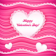Vector pink wavy Valentine's Day background with lacy hearts