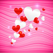 Vector pink wavy Valentine's Day background with hearts