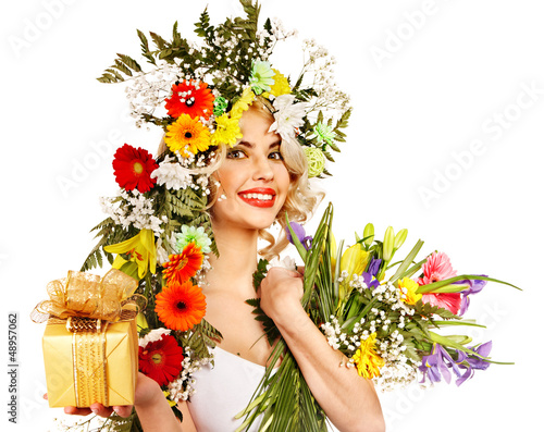 Photo: Close up make up with flower. Close up make up with flower.