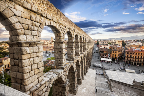 Photo: The famous ancient aqueduct in Segovia, Castilla y Leon, Spain The famous ancient aqueduct in Segovia, Castilla y Leon, Spain