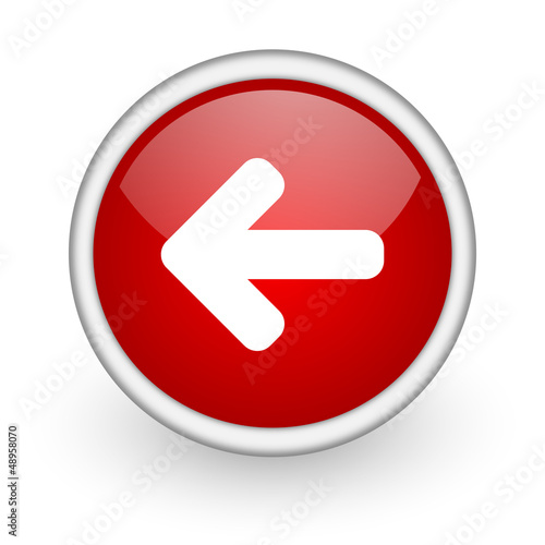 Illustration: arrow left red circle web icon on white background arrow left red circle web icon on white background