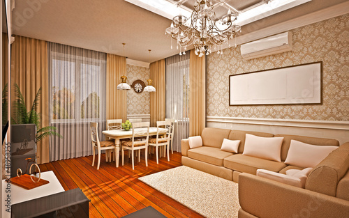 Illustration: Classical interior. living room Classical interior. living room
