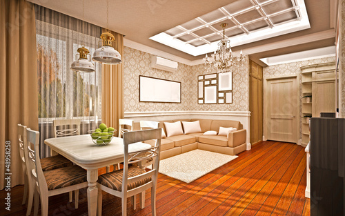 Illustration: Classical interior. living room Classical interior. living room