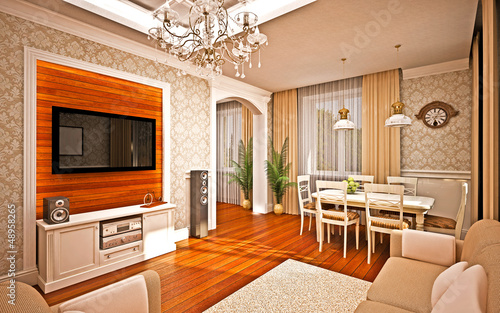 Illustration: Classical interior. living room Classical interior. living room