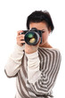 Photo: Beautiful woman with camera Beautiful woman with camera