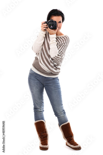 Photo: Beautiful woman with camera Beautiful woman with camera