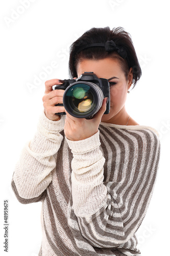 Photo: Beautiful woman with camera Beautiful woman with camera