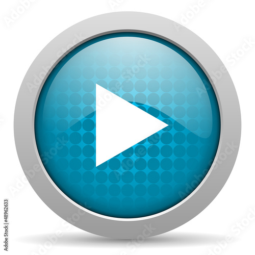 Illustration: play blue glossy icon on white background play blue glossy icon on white background