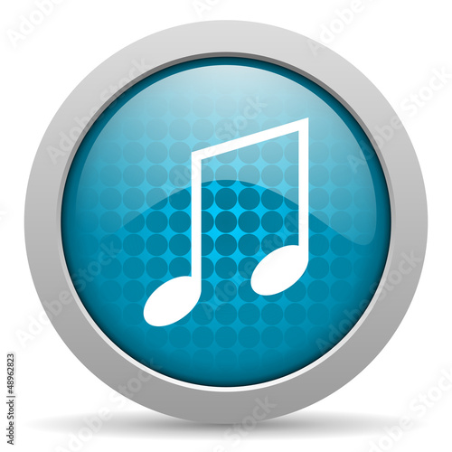 Illustration: music blue glossy icon on white background music blue glossy icon on white background