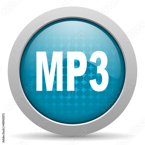 Illustration: mp3 blue glossy icon on white background mp3 blue glossy icon on white background