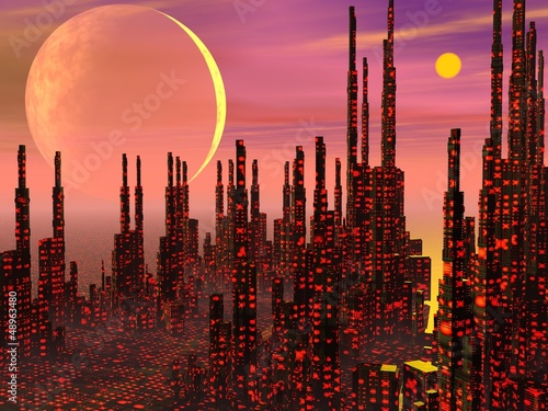Illustration: Fantasy city - 3D render Fantasy city - 3D render