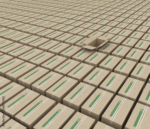 Illustration: 3d render the space occupied by boxes for goods. 3d render the space occupied by boxes for goods.