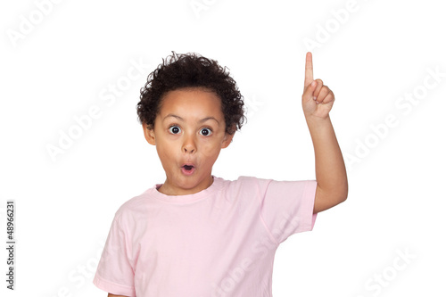 Photo: Happy latin child asking to speak Happy latin child asking to speak