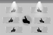 Hand signal on white frames in art gallery vector illustration.