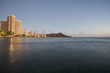 Dusk light on Waikiki Bay in Honolulu Hawaii