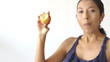 Video: Young woman biting into an apple Young woman biting into an apple