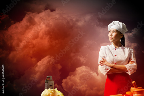 Photo: Asian female cook in anger Asian female cook in anger