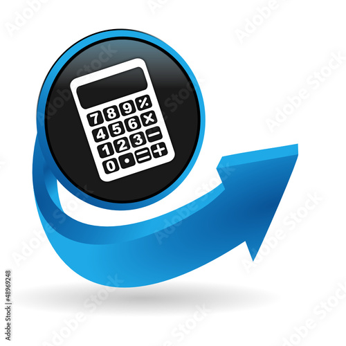 Vector: calculatrice sur bouton flêche bleue calculatrice sur bouton flêche bleue