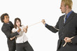 Three Business People Having A Tug Of War