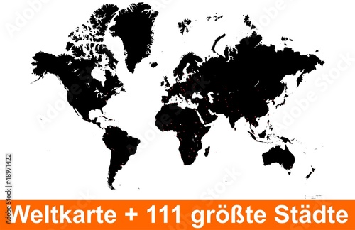 Vector: Weltkarte Silhouette Städte Vektor Weltkarte Silhouette Städte Vektor