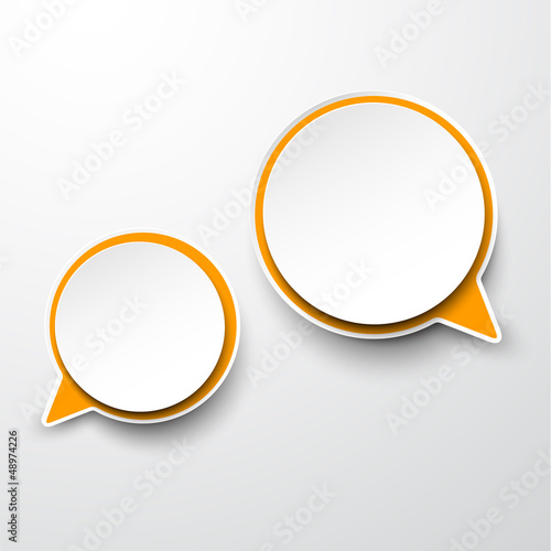 Vector: Paper white-orange round speech bubbles. Paper white-orange round speech bubbles.