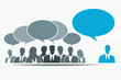 Different constructive opinion with blue speech bubble