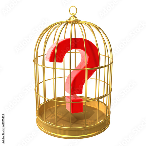 Illustration: Birdcage with a question mark inside Birdcage with a question mark inside