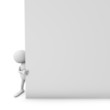 3D white man holding blank paper page